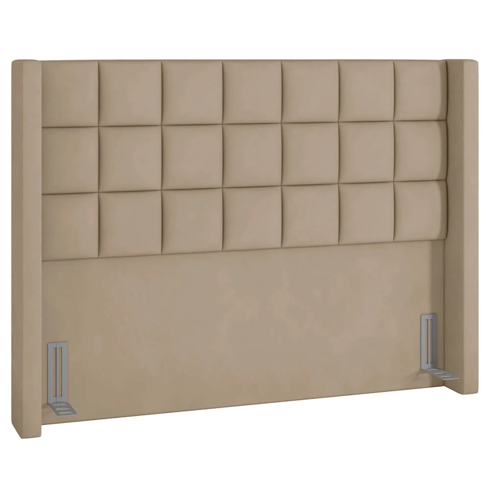 Cabeceira Cama Box Casal King 195cm Pisa Z37 Veludo Bege - Mpozenato