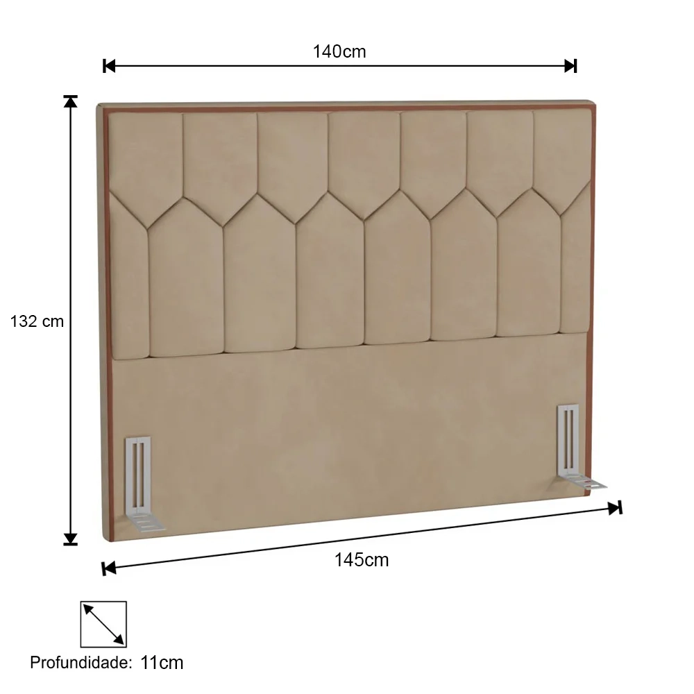 Cabeceira Cama Box Casal 140cm Órion Z37 Veludo Bege - Mpozenato