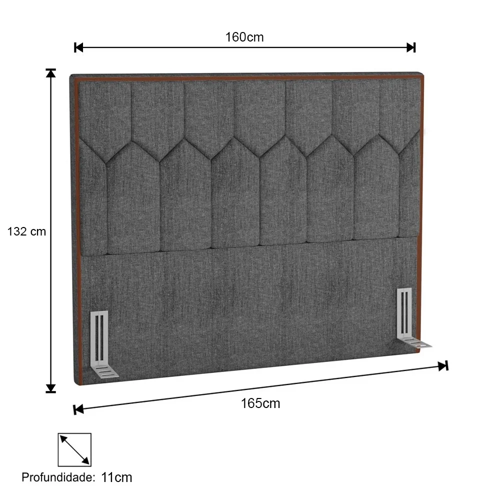Cabeceira Cama Box Casal Queen 160cm Órion Z37 Linho Cinza - Mpozenato