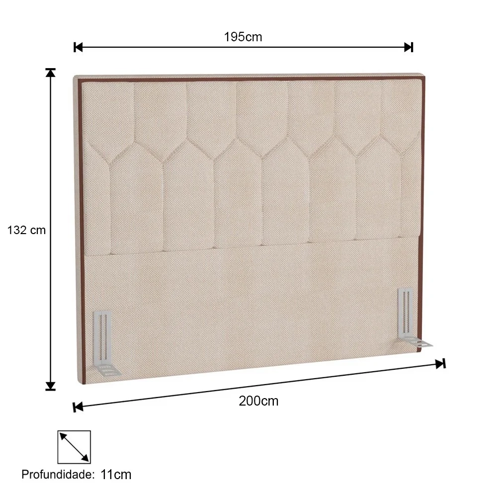 Cabeceira Cama Box Casal King 195cm Órion Z37 Linho Bege Cru - Mpozenato
