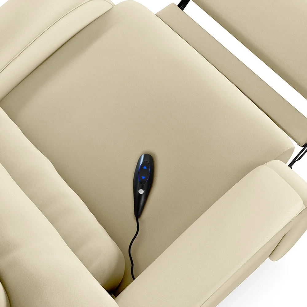 Poltrona do Papai Reclinável Kalie Controle Power Elétrico USB FH9 PU Bege - Mpozenato