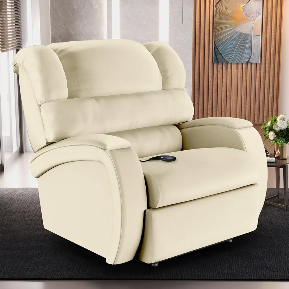 Poltrona do Papai Reclinável Kalie Controle Power Elétrico USB FH9 PU Bege - Mpozenato