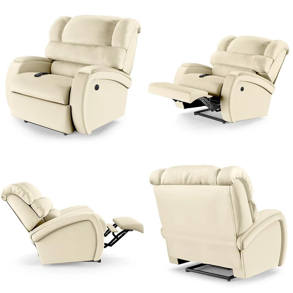 Poltrona do Papai Reclinável Kalie Controle Power Elétrico USB FH9 PU Bege - Mpozenato