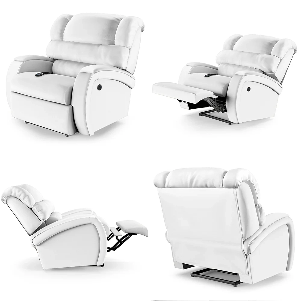 Poltrona do Papai Reclinável Kalie Controle Power Elétrico USB FH9 PU Branco - Mpozenato