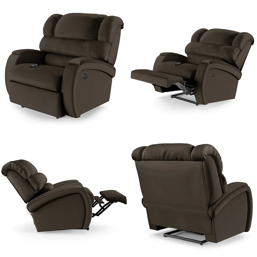 Poltrona do Papai Reclinável Kalie Controle Power Elétrico USB FH9 PU Marrom - Mpozenato