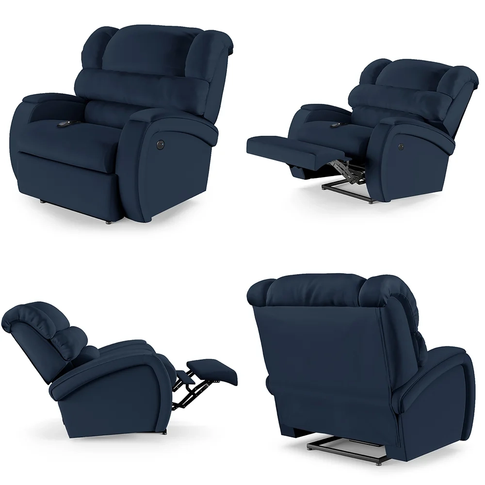 Poltrona do Papai Reclinável Kalie Controle Power Elétrico USB FH9 PU Azul - Mpozenato