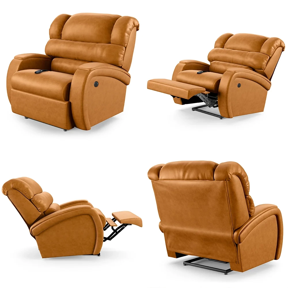 Poltrona do Papai Reclinável Kalie Controle Power Elétrico USB FH9 PU Whisky - Mpozenato