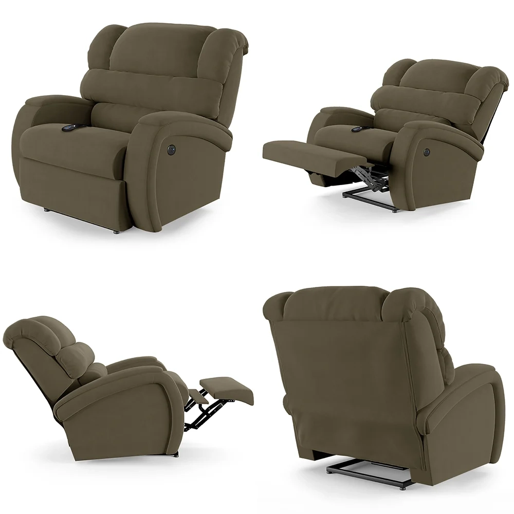 Poltrona do Papai Reclinável Kalie Controle Power Elétrico USB FH9 Veludo Capuccino - Mpozenato