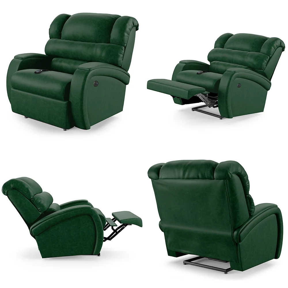 Poltrona do Papai Reclinável Kalie Controle Power Elétrico USB FH9 PU Verde Musgo - Mpozenato