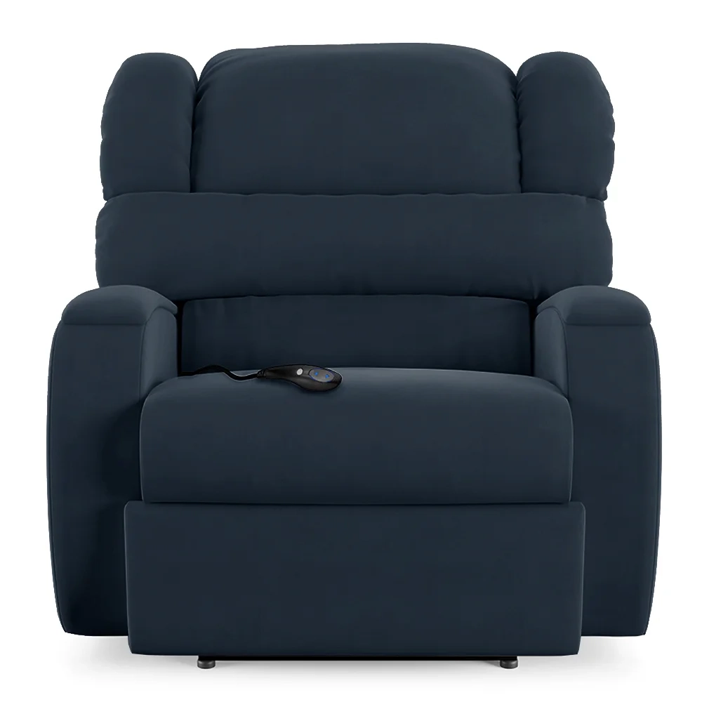 Poltrona do Papai Reclinável Kalie Controle Power Elétrico USB FH9 Veludo Azul - Mpozenato