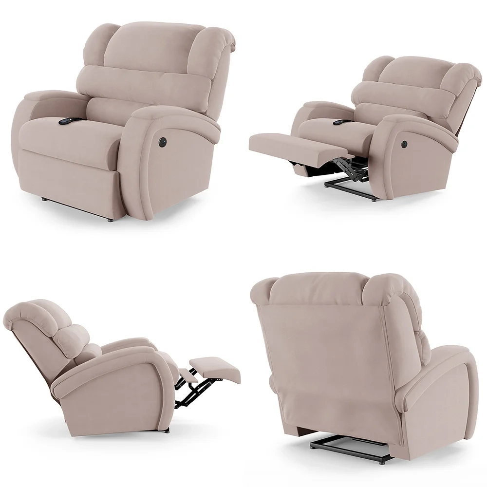 Poltrona do Papai Reclinável Kalie Controle Power Elétrico USB FH9 Veludo Rosê - Mpozenato