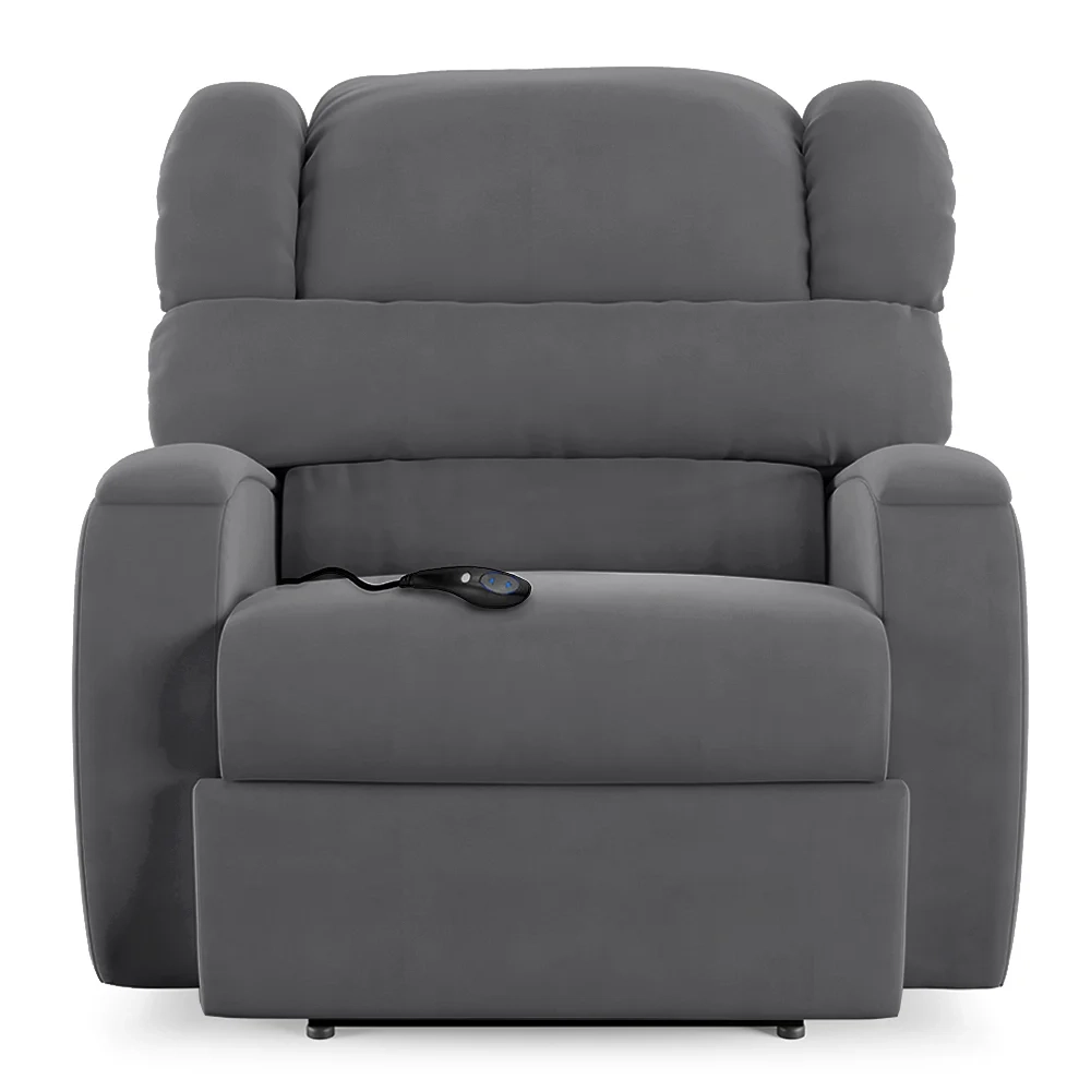 Poltrona do Papai Reclinável Kalie Controle Power Elétrico USB FH9 Veludo Cinza - Mpozenato