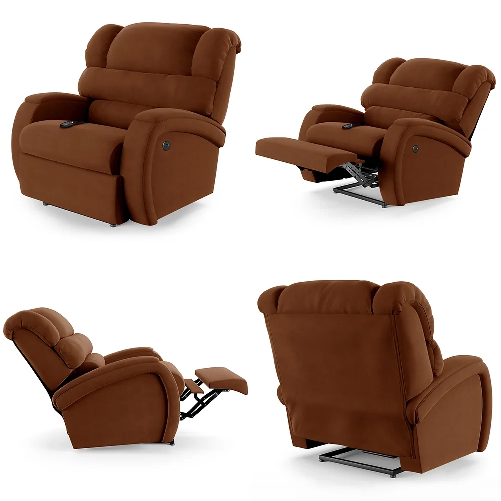 Poltrona do Papai Reclinável Kalie Controle Power Elétrico USB FH9 Veludo Terracota - Mpozenato