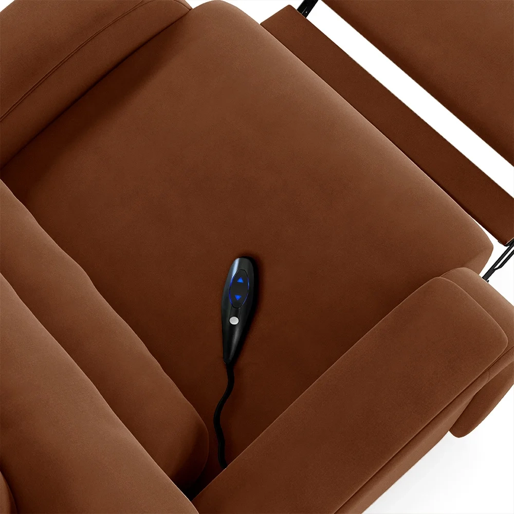 Poltrona do Papai Reclinável Kalie Controle Power Elétrico USB FH9 Veludo Terracota - Mpozenato