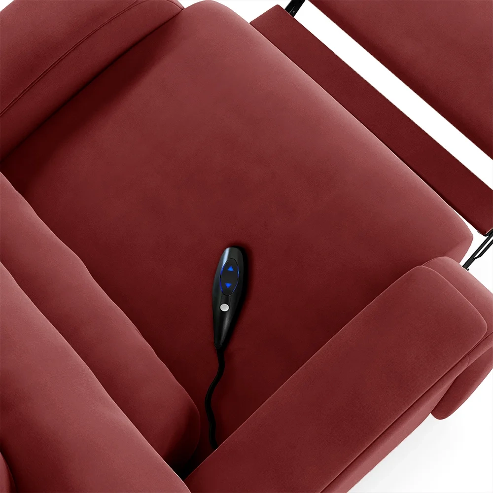 Poltrona do Papai Reclinável Kalie Controle Power Elétrico USB FH9 Veludo Vermelho - Mpozenato