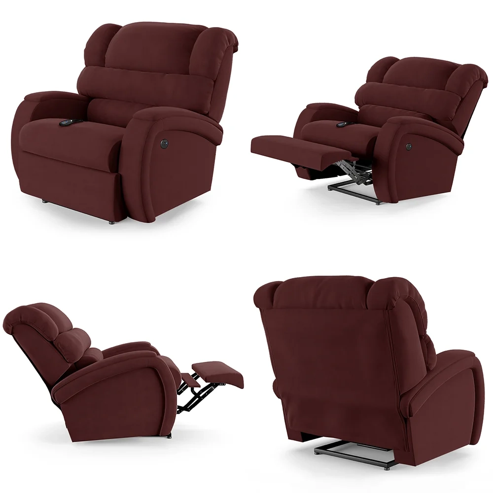Poltrona do Papai Reclinável Kalie Controle Power Elétrico USB FH9 Veludo Vinho - Mpozenato