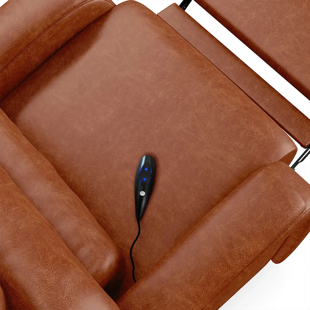 Poltrona do Papai Reclinável Kalie Controle Power Elétrico USB FH9 PU Caramelo Brilho - Mpozenato