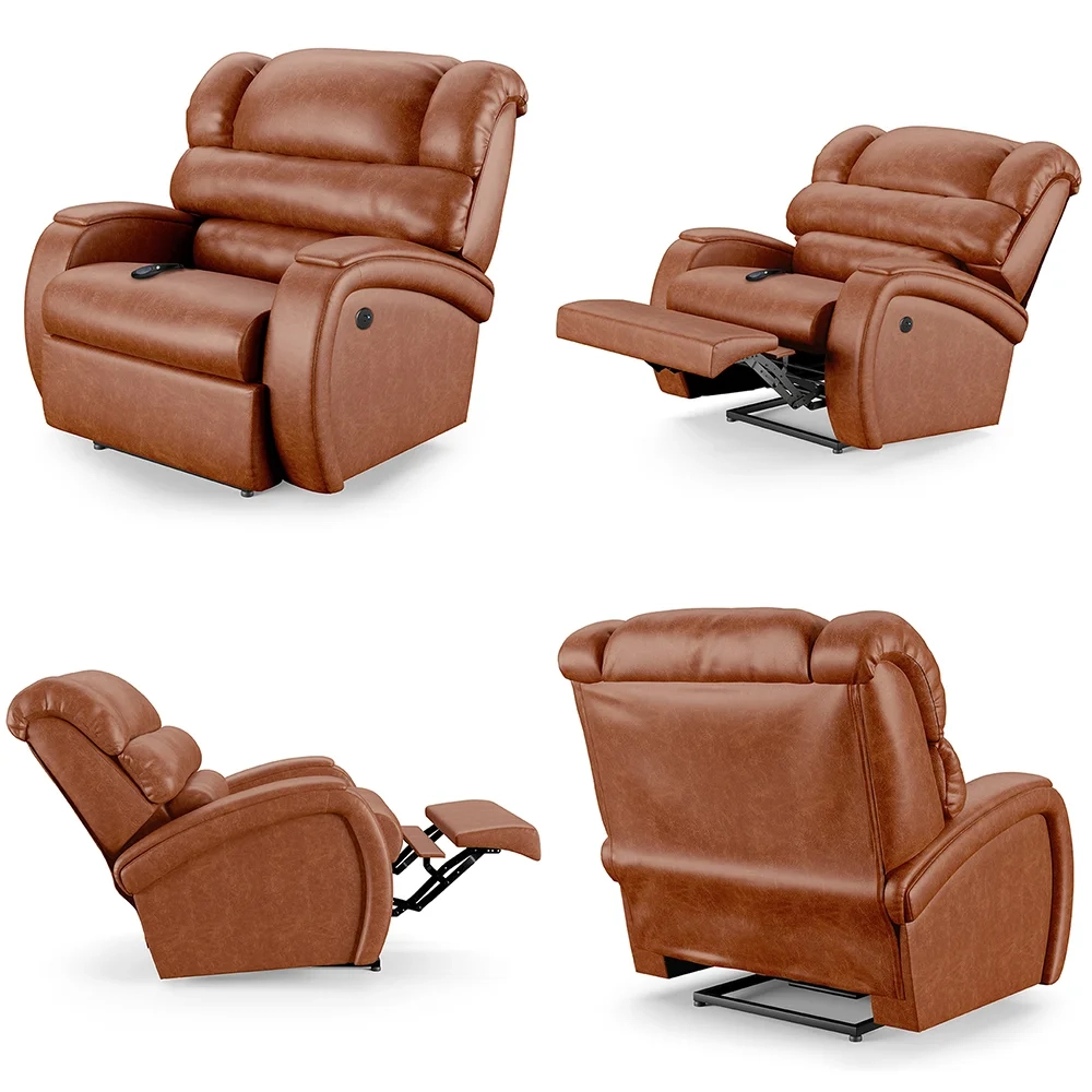 Poltrona do Papai Reclinável Kalie Controle Power Elétrico USB FH9 PU Caramelo Brilho - Mpozenato