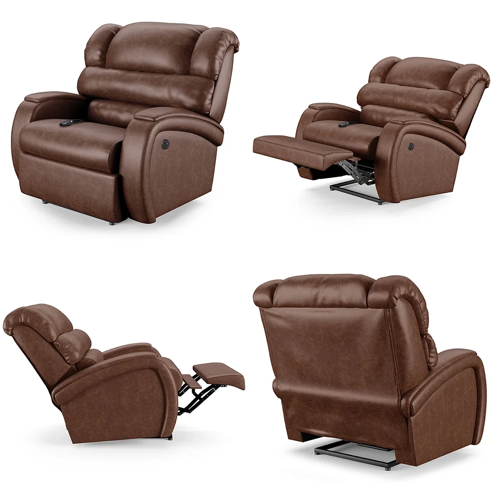 Poltrona do Papai Reclinável Kalie Controle Power Elétrico USB FH9 PU Marrom Brilho - Mpozenato