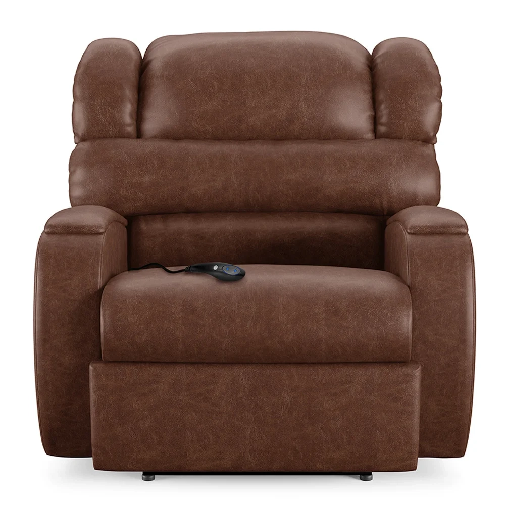 Poltrona do Papai Reclinável Kalie Controle Power Elétrico USB FH9 PU Marrom Brilho - Mpozenato