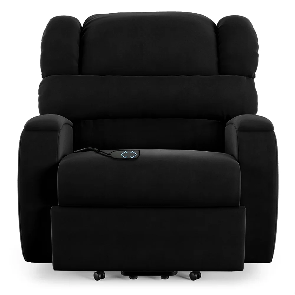 Poltrona do Papai Reclinável Kalie Elevação Lift Elétrico FH9 Veludo Preto - Mpozenato