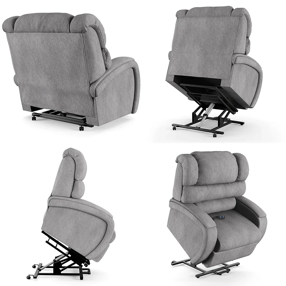 Poltrona do Papai Reclinável Kalie Elevação Lift Elétrico FH9 Linho Cinza - Mpozenato