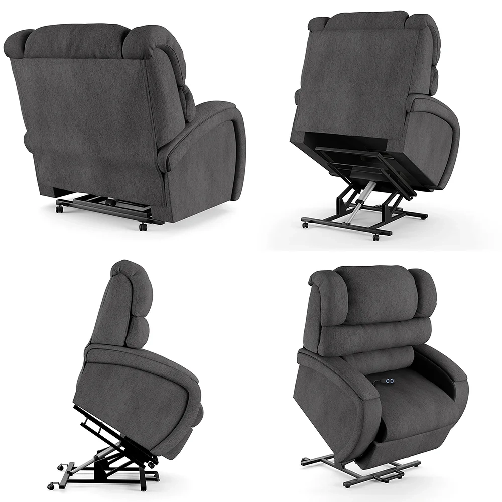 Poltrona do Papai Reclinável Kalie Elevação Lift Elétrico FH9 Linho Grafite - Mpozenato