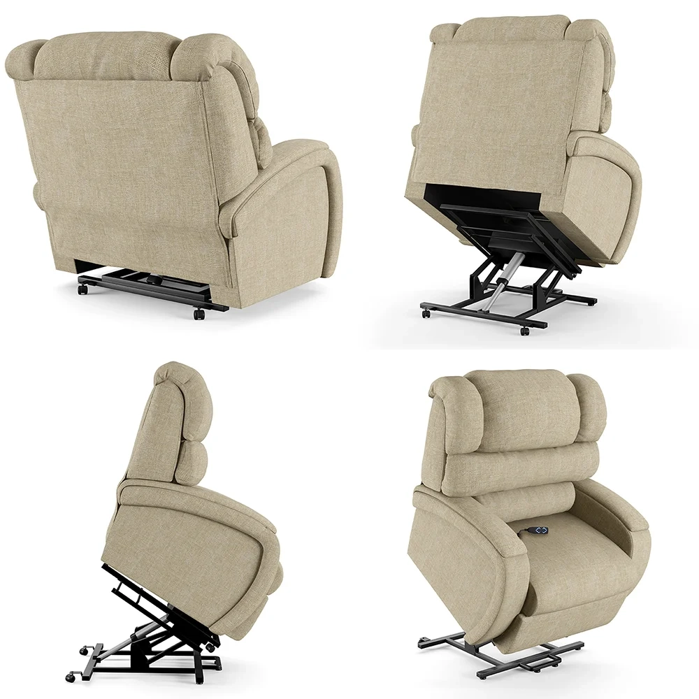Poltrona do Papai Reclinável Kalie Elevação Lift Elétrico FH9 Linho Bege - Mpozenato