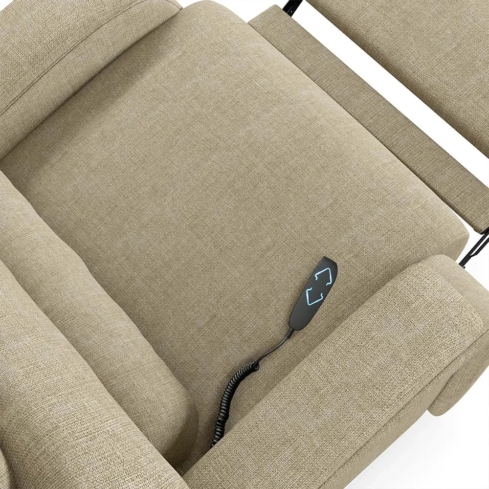 Poltrona do Papai Reclinável Kalie Elevação Lift Elétrico FH9 Linho Bege - Mpozenato