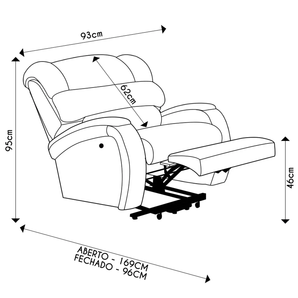 Poltrona do Papai Reclinável Kalie Elevação Lift Elétrico FH9 Linho Bege - Mpozenato