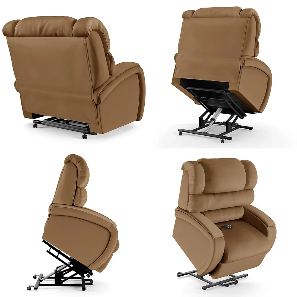 Poltrona do Papai Reclinável Kalie Elevação Lift Elétrico FH9 PU Caramelo - Mpozenato