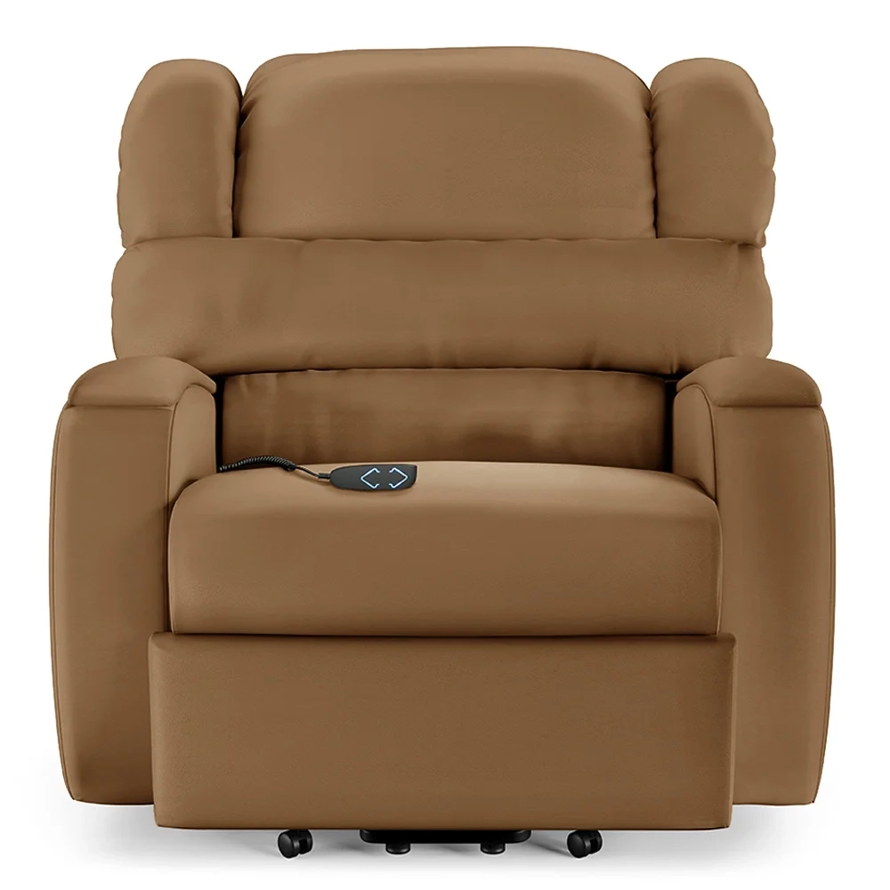 Poltrona do Papai Reclinável Kalie Elevação Lift Elétrico FH9 PU Caramelo - Mpozenato