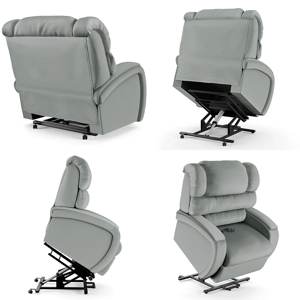 Poltrona do Papai Reclinável Kalie Elevação Lift Elétrico FH9 PU Cinza - Mpozenato