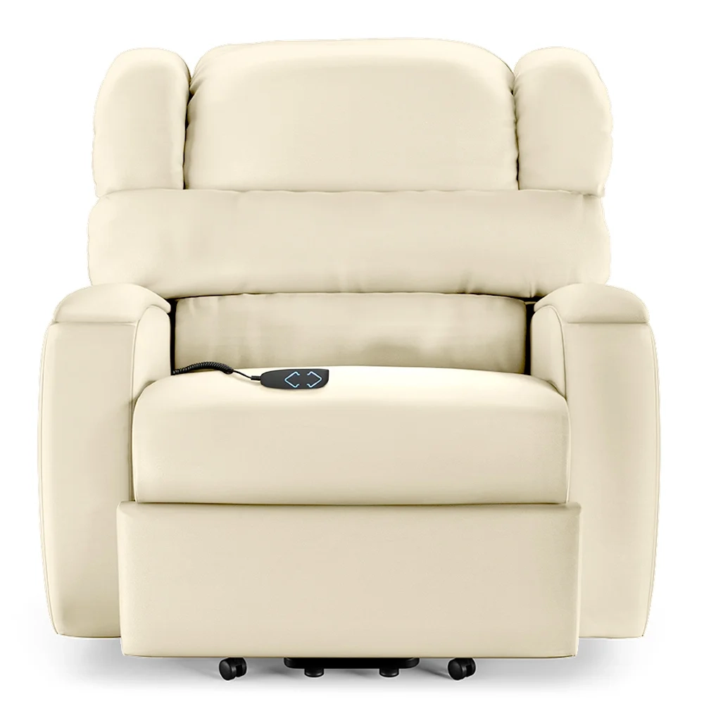 Poltrona do Papai Reclinável Kalie Elevação Lift Elétrico FH9 PU Bege - Mpozenato