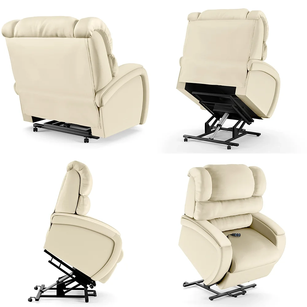 Poltrona do Papai Reclinável Kalie Elevação Lift Elétrico FH9 PU Bege - Mpozenato
