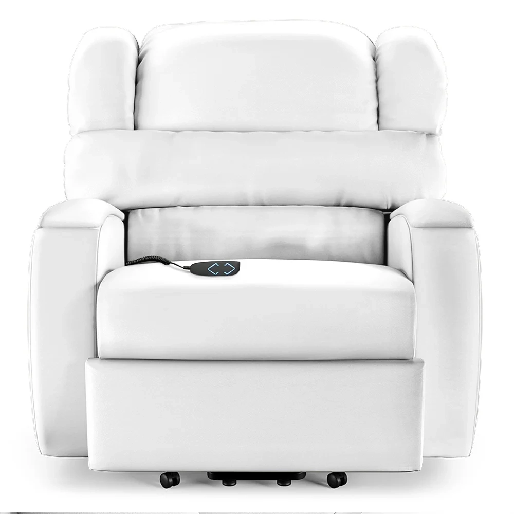 Poltrona do Papai Reclinável Kalie Elevação Lift Elétrico FH9 PU Branco - Mpozenato