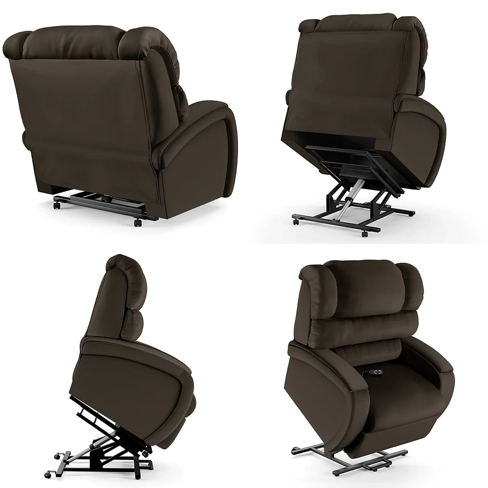 Poltrona do Papai Reclinável Kalie Elevação Lift Elétrico FH9 PU Marrom - Mpozenato