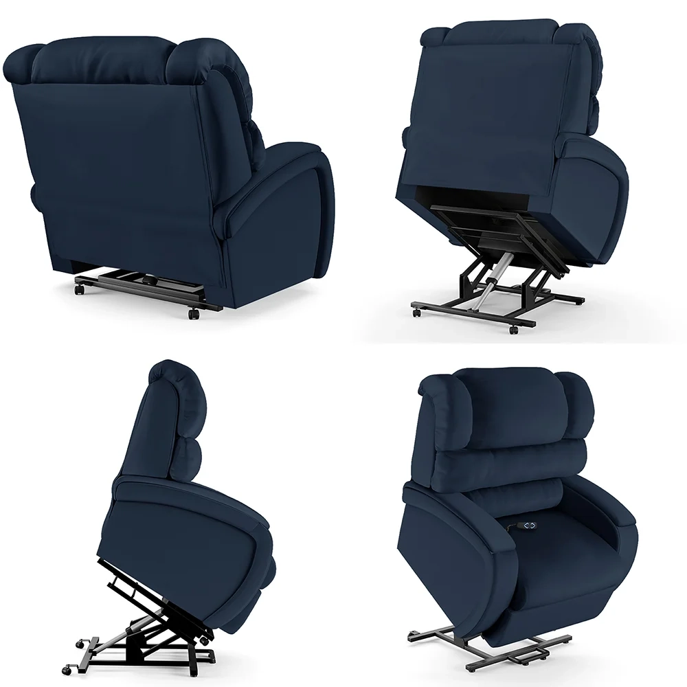 Poltrona do Papai Reclinável Kalie Elevação Lift Elétrico FH9 PU Azul - Mpozenato