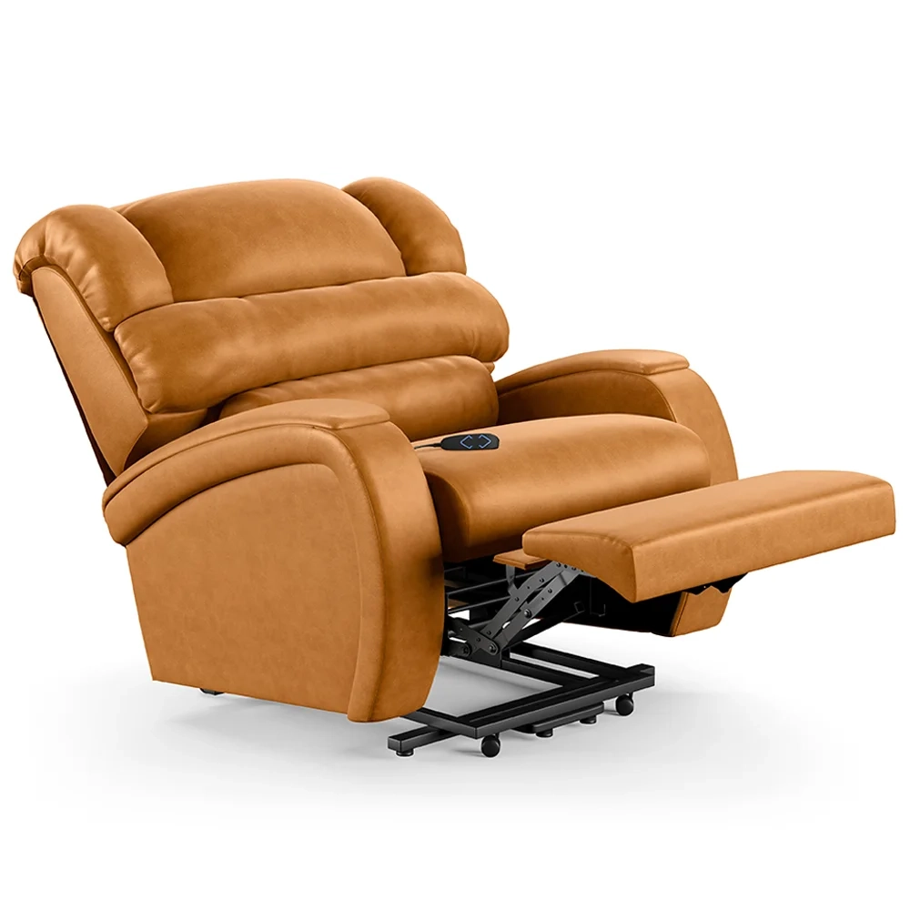 Poltrona do Papai Reclinável Kalie Elevação Lift Elétrico FH9 PU Whisky - Mpozenato