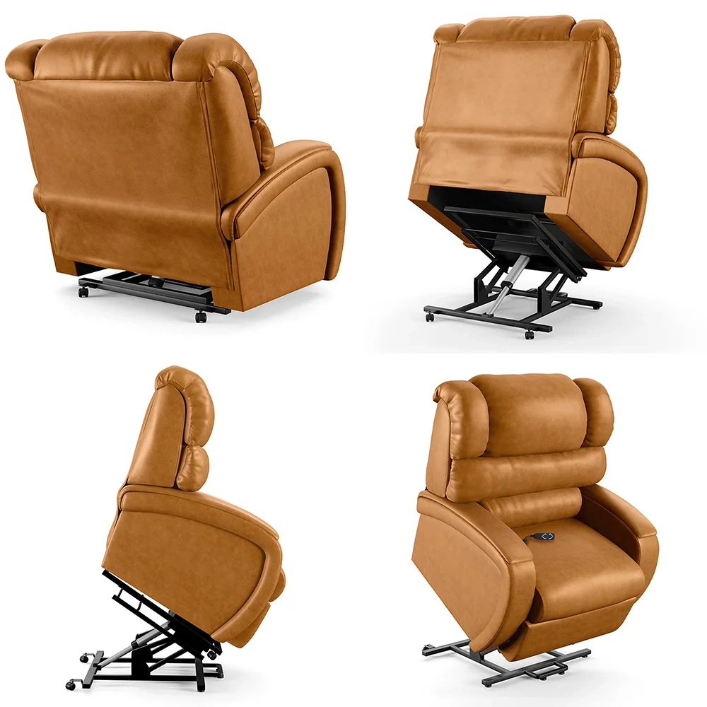 Poltrona do Papai Reclinável Kalie Elevação Lift Elétrico FH9 PU Whisky - Mpozenato