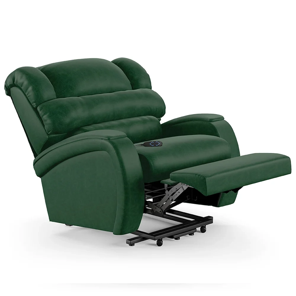 Poltrona do Papai Reclinável Kalie Elevação Lift Elétrico FH9 PU Verde Musgo - Mpozenato