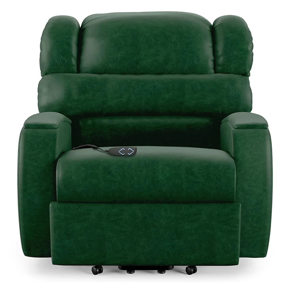 Poltrona do Papai Reclinável Kalie Elevação Lift Elétrico FH9 PU Verde Musgo - Mpozenato