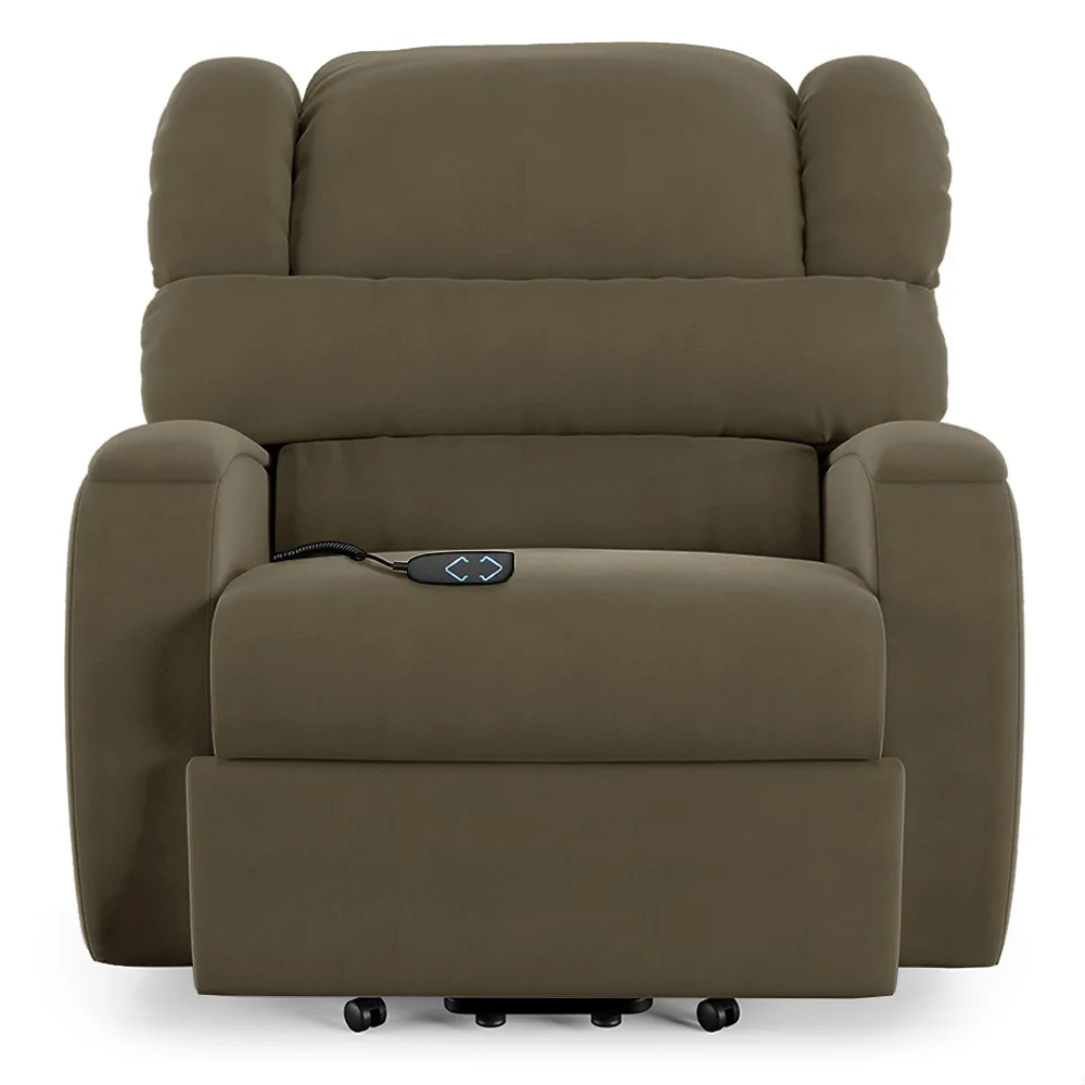 Poltrona do Papai Reclinável Kalie Elevação Lift Elétrico FH9 Veludo Capuccino - Mpozenato