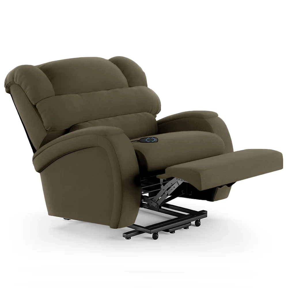 Poltrona do Papai Reclinável Kalie Elevação Lift Elétrico FH9 Veludo Capuccino - Mpozenato