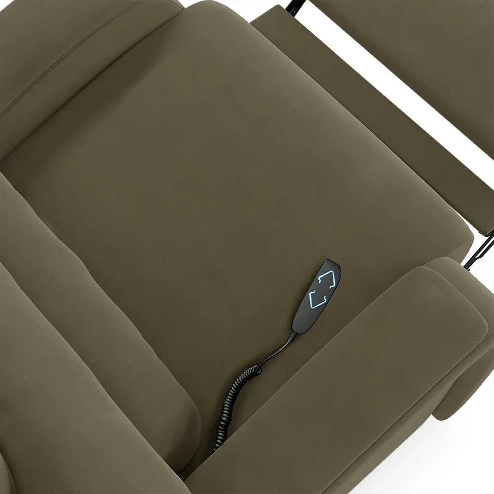 Poltrona do Papai Reclinável Kalie Elevação Lift Elétrico FH9 Veludo Capuccino - Mpozenato