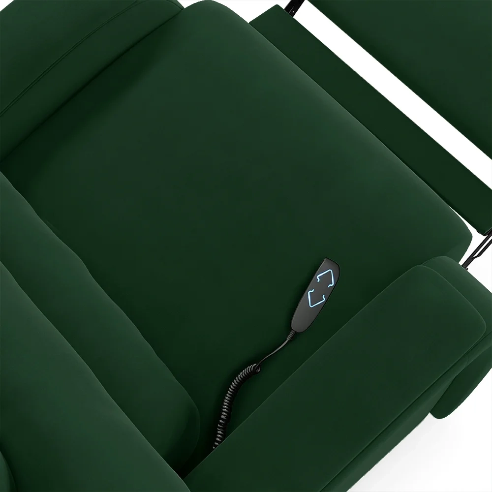 Poltrona do Papai Reclinável Kalie Elevação Lift Elétrico FH9 Veludo Verde - Mpozenato