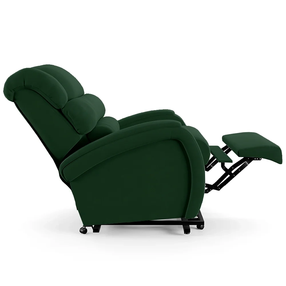 Poltrona do Papai Reclinável Kalie Elevação Lift Elétrico FH9 Veludo Verde - Mpozenato