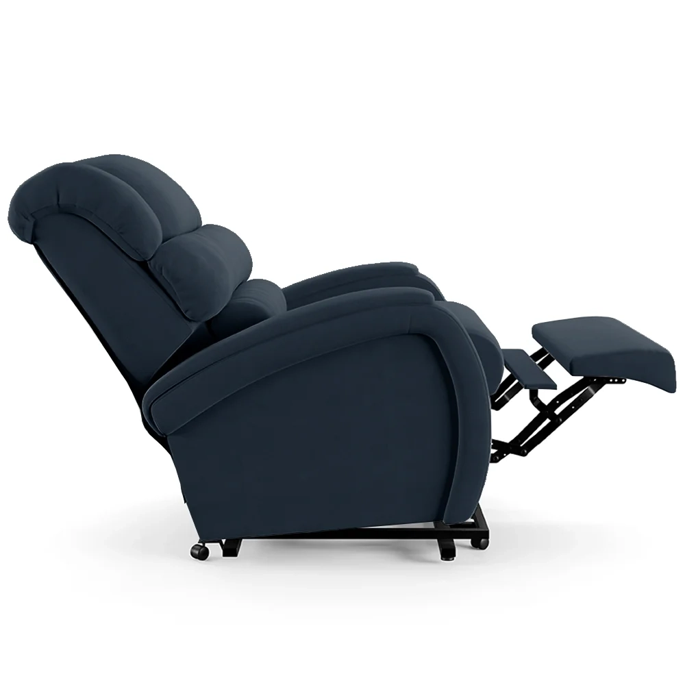 Poltrona do Papai Reclinável Kalie Elevação Lift Elétrico FH9 Veludo Azul - Mpozenato