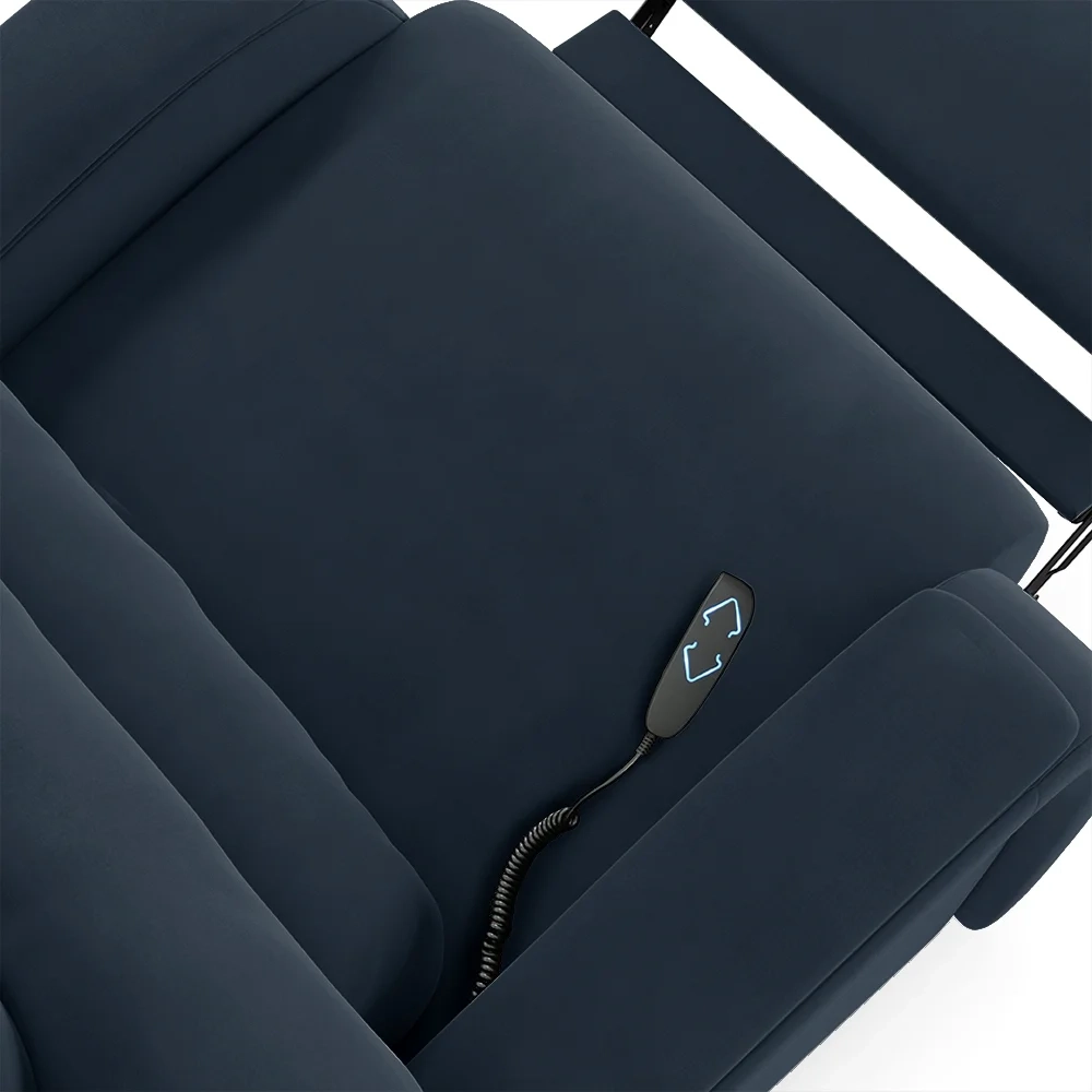 Poltrona do Papai Reclinável Kalie Elevação Lift Elétrico FH9 Veludo Azul - Mpozenato