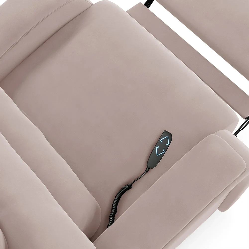 Poltrona do Papai Reclinável Kalie Elevação Lift Elétrico FH9 Veludo Rosê - Mpozenato